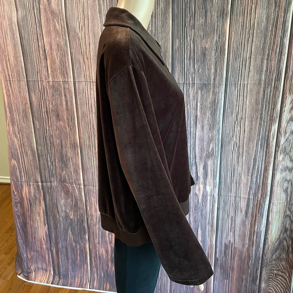 Liz Claiborne Liz Sport size XL brown velvet comfy pullover athletic lounge - Picture 3 of 16